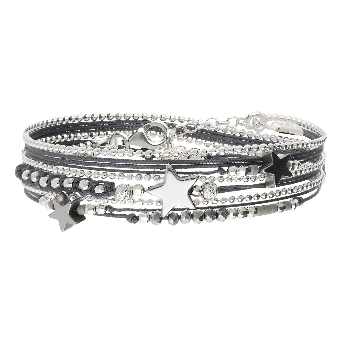 Bracelet 3 Tours Argent 925 Gris Le Virtuose Étoilé