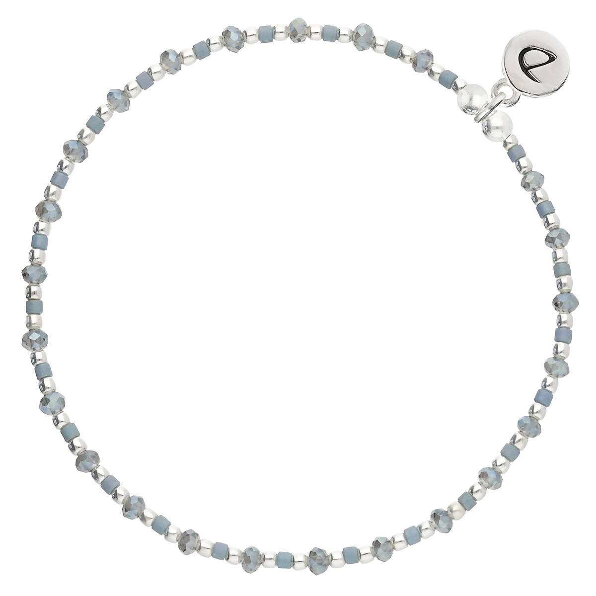 Bracelet Élastique En Argent 925 Bleu Grain De Folie