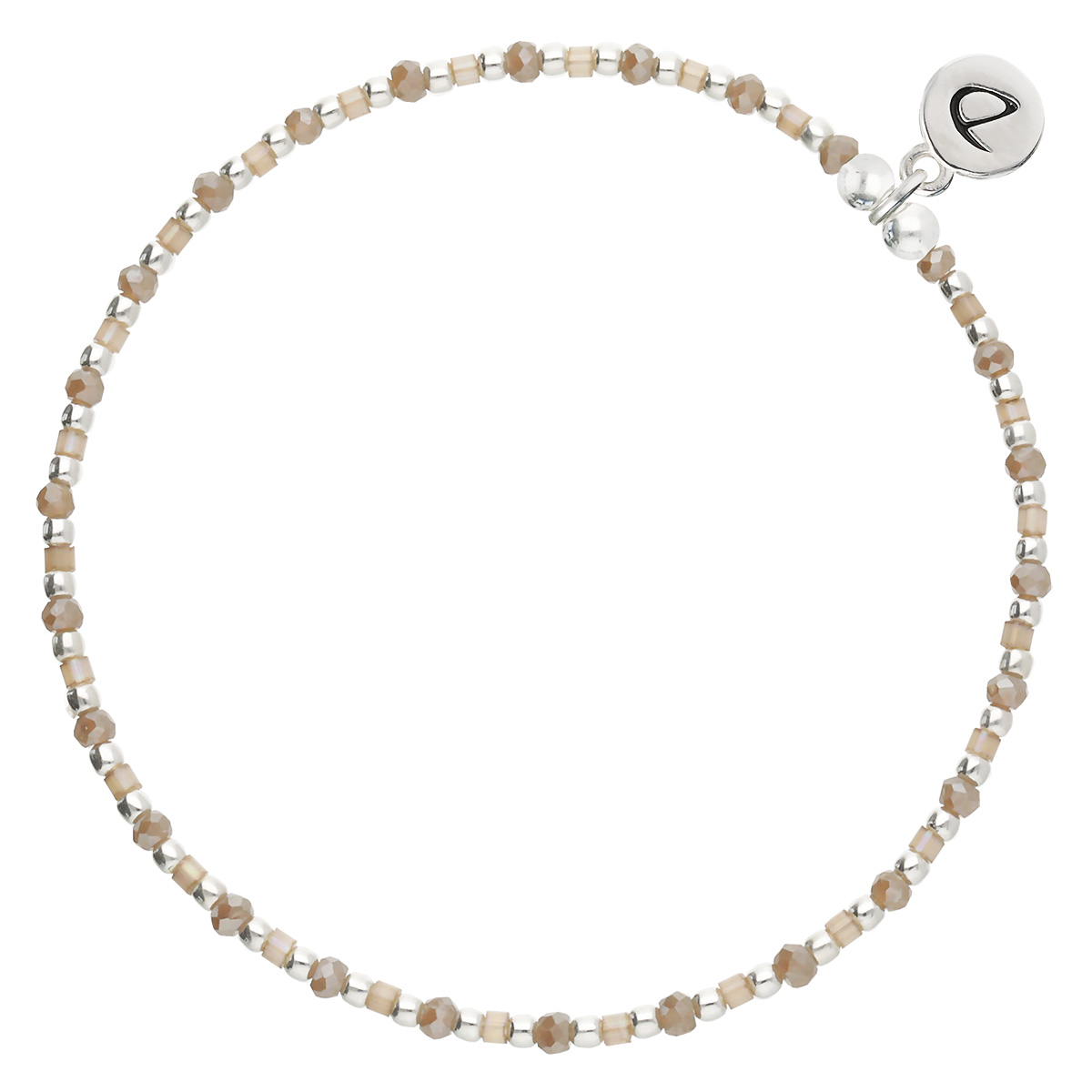 Bracelet Élastique En Argent 925 Marron Grain De Folie