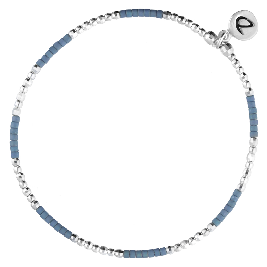 Bracelet Élastique En Argent 925 Bleu Gris New Birdy