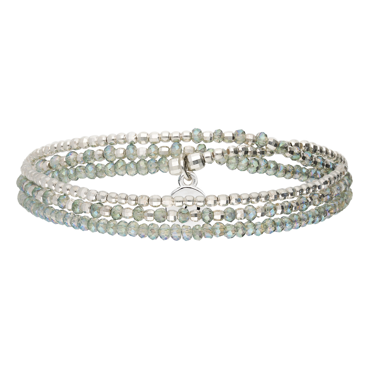 Bracelet Élastique En Argent 925 3 Tours Vert Heaven