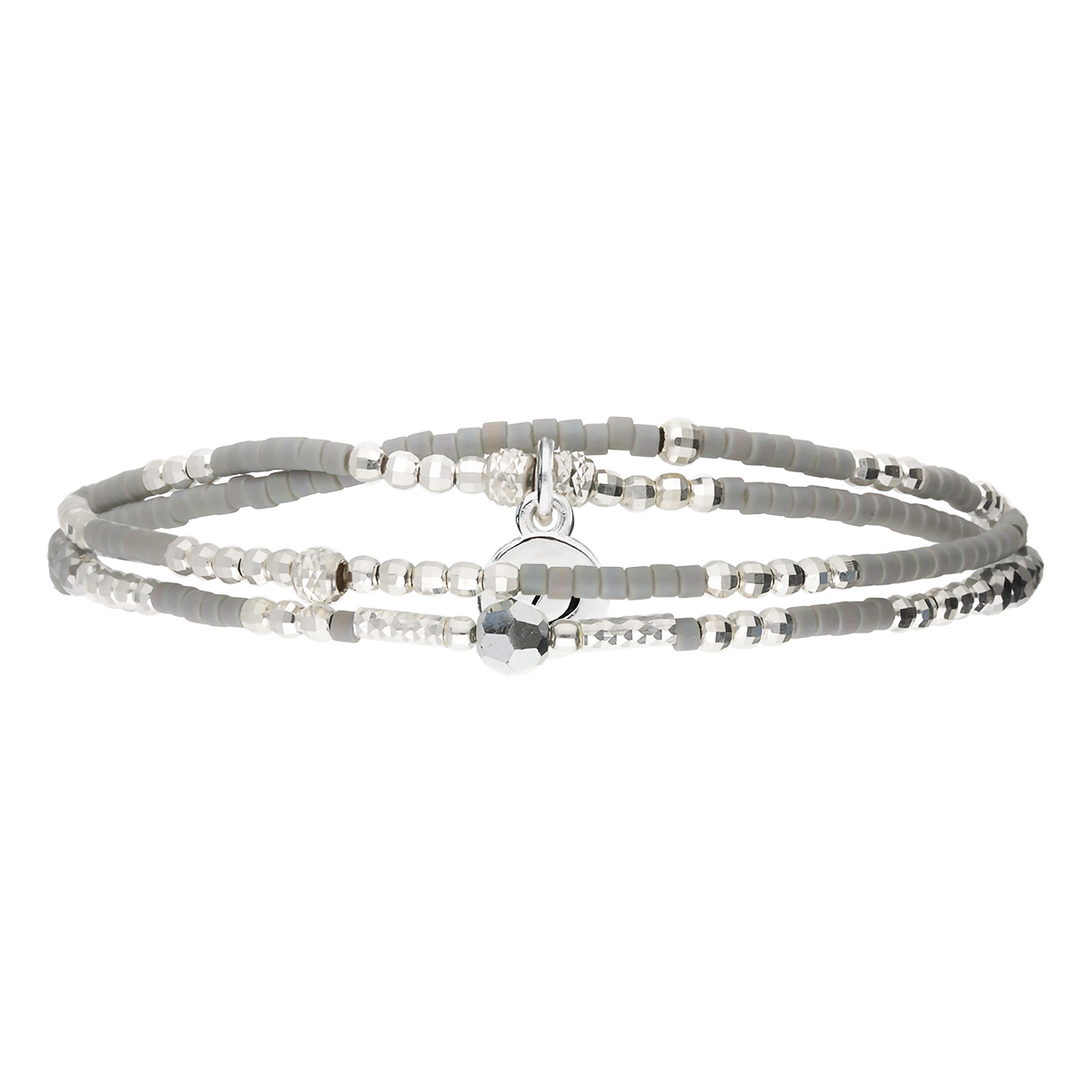 Bracelet Élastique En Argent 925 2 Tours Gris Spring