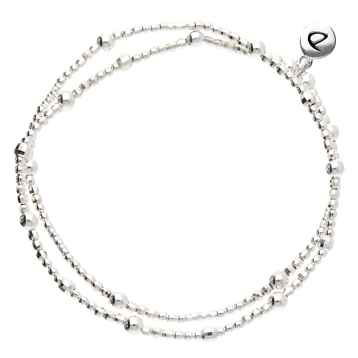 BRACELET ÉLASTIQUE BOULES 2 TOURS ET TUBES Argent 925