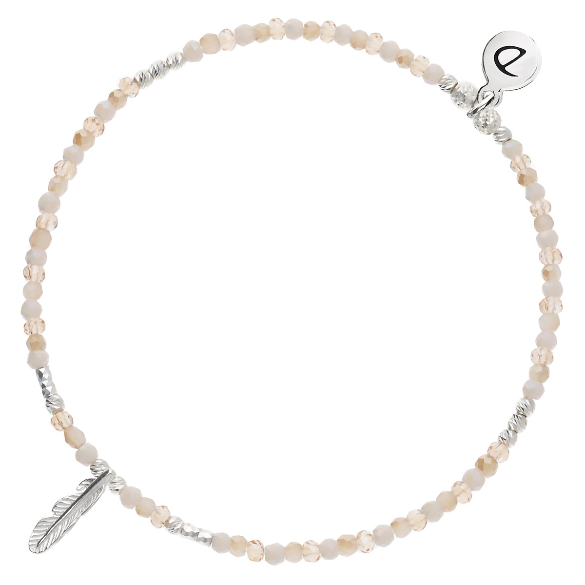 BRACELET ÉLASTIQUE PLUME BEIGE-ÉCRU Argent 925