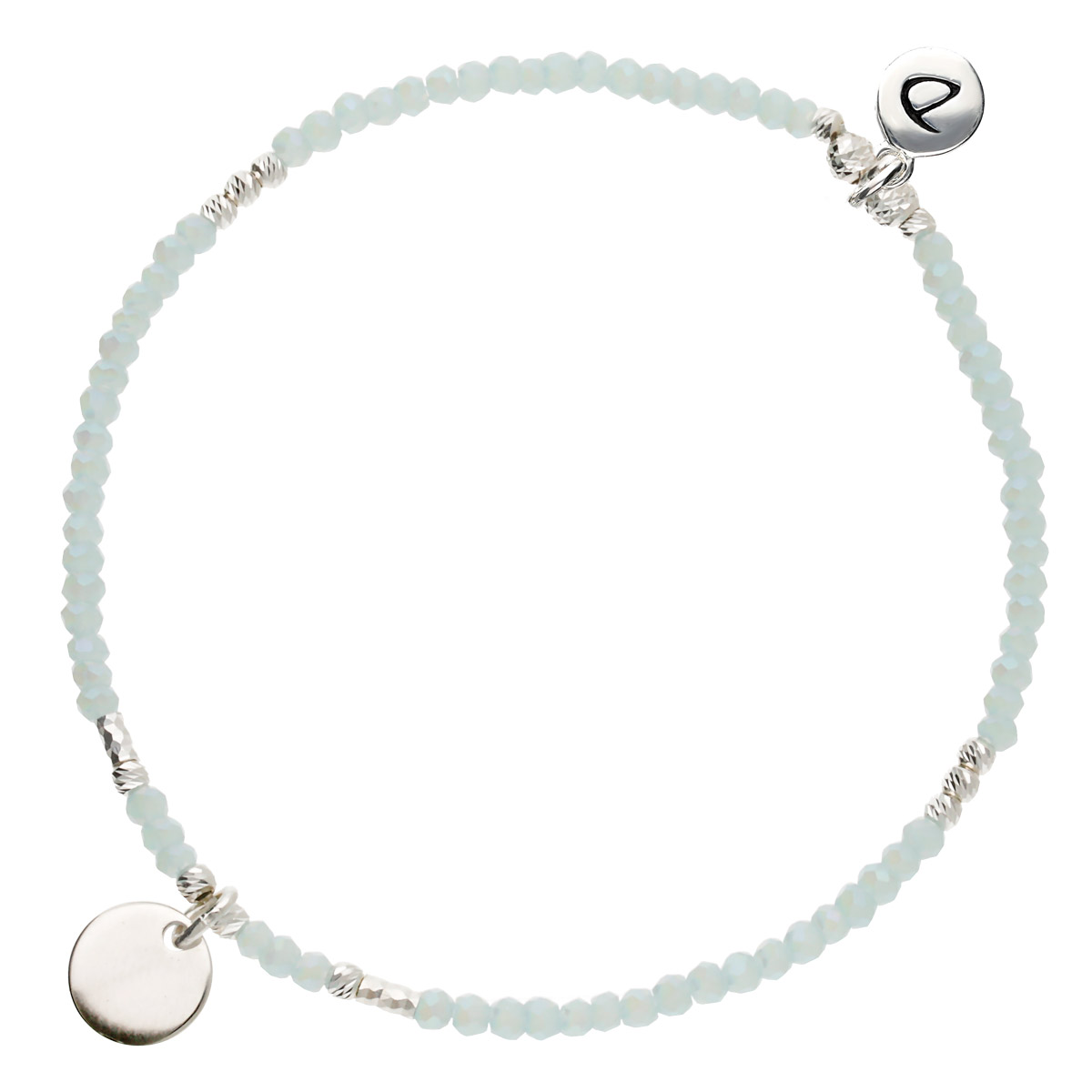 BRACELET ÉLASTIQUE PASTILLE BLEU CLAIR Argent 925 Gravable