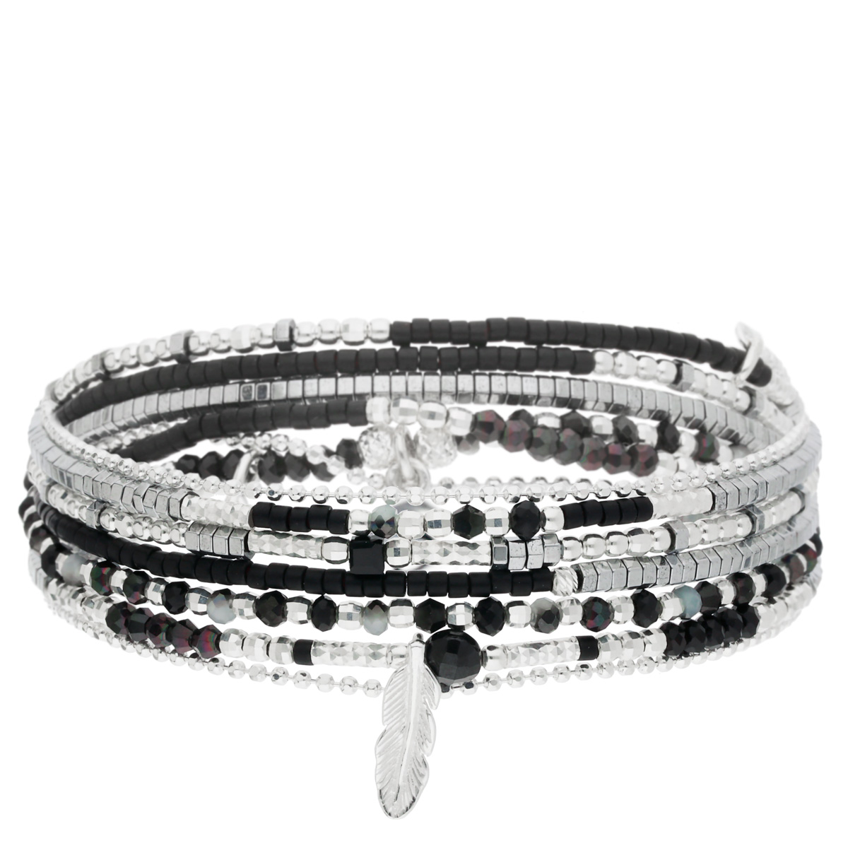 BRACELET 5 TOURS NOIR HÉMATITE MACEIO