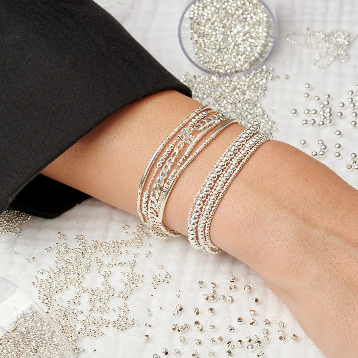 COMPOSITION POIGNET ELASTIQUE SILVER LOVE