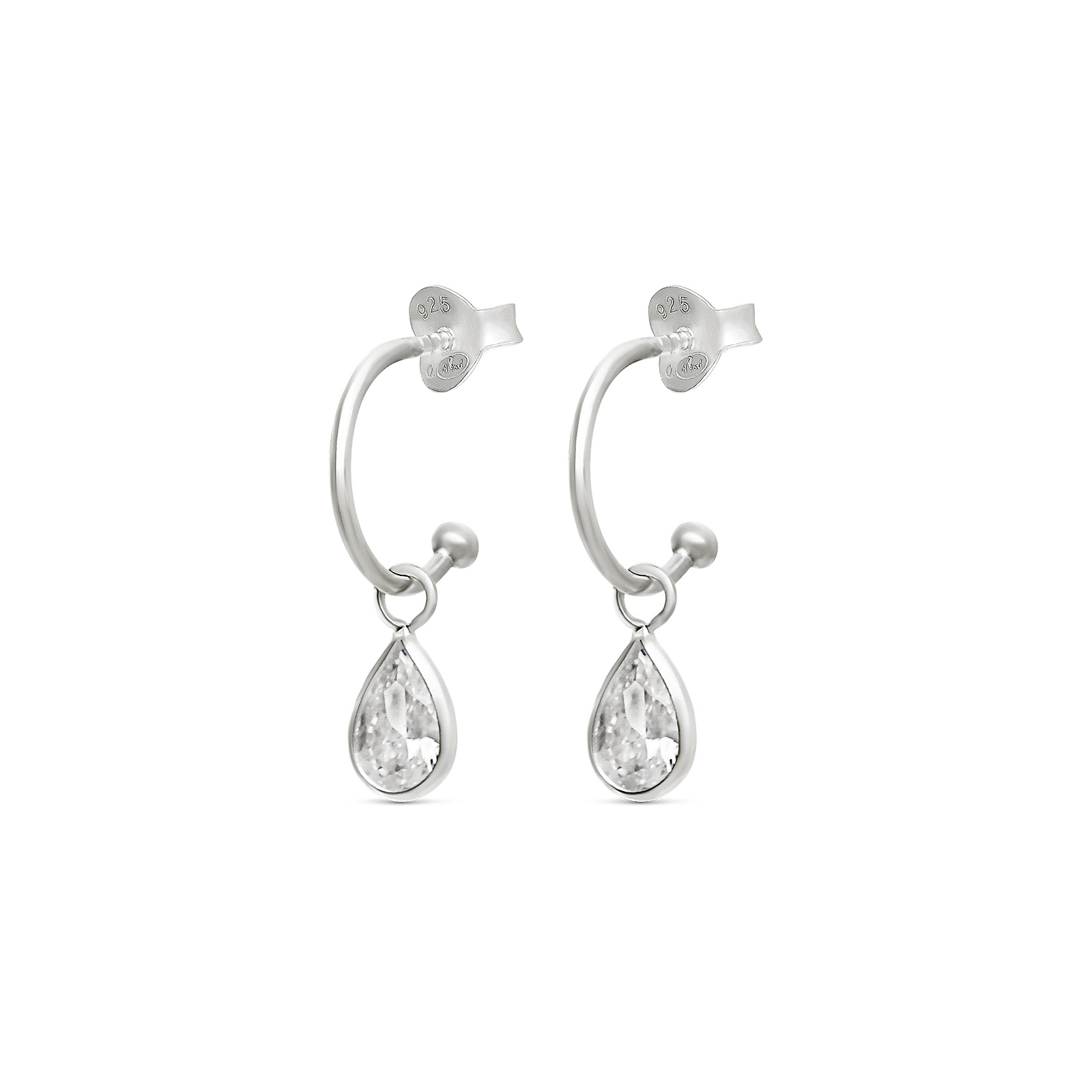 MINI CRÉOLES PENDANT GOUTTE OXYDE ARGENT 925