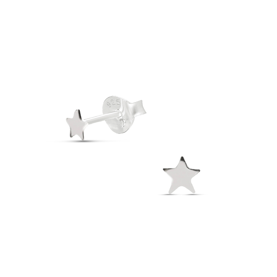 BOUCLE ÉTOILE ARGENT LISSE 5MM
