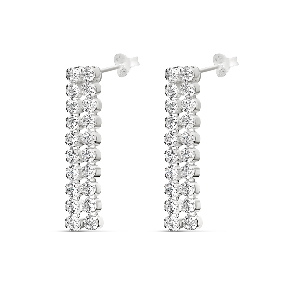 BOUCLES DEUX CHAÎNES ORNÉES D\'OXYDES DIAMOND CHIC 23MM