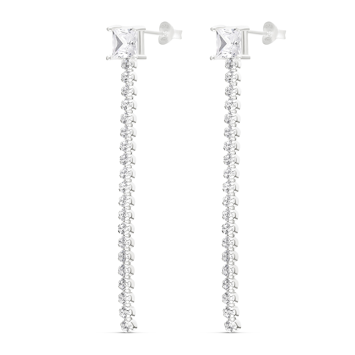 BOUCLES PENDANTES EFFET DIAMANTÉ OXYDE 5MM