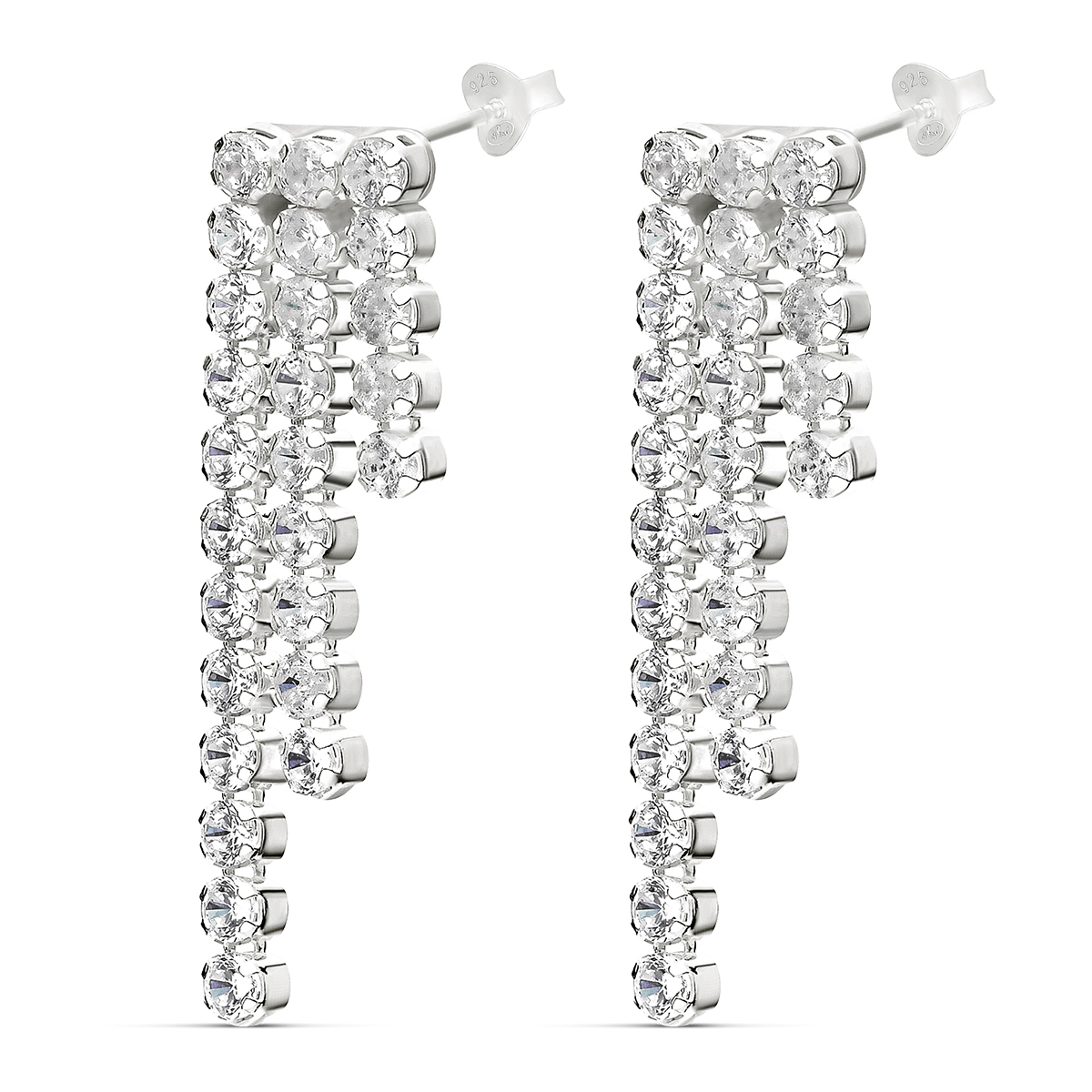 BOUCLES TROIS CHAÎNES ORNÉES D\'OXYDES ASYMÉTRIQUES DIAMOND CHIC