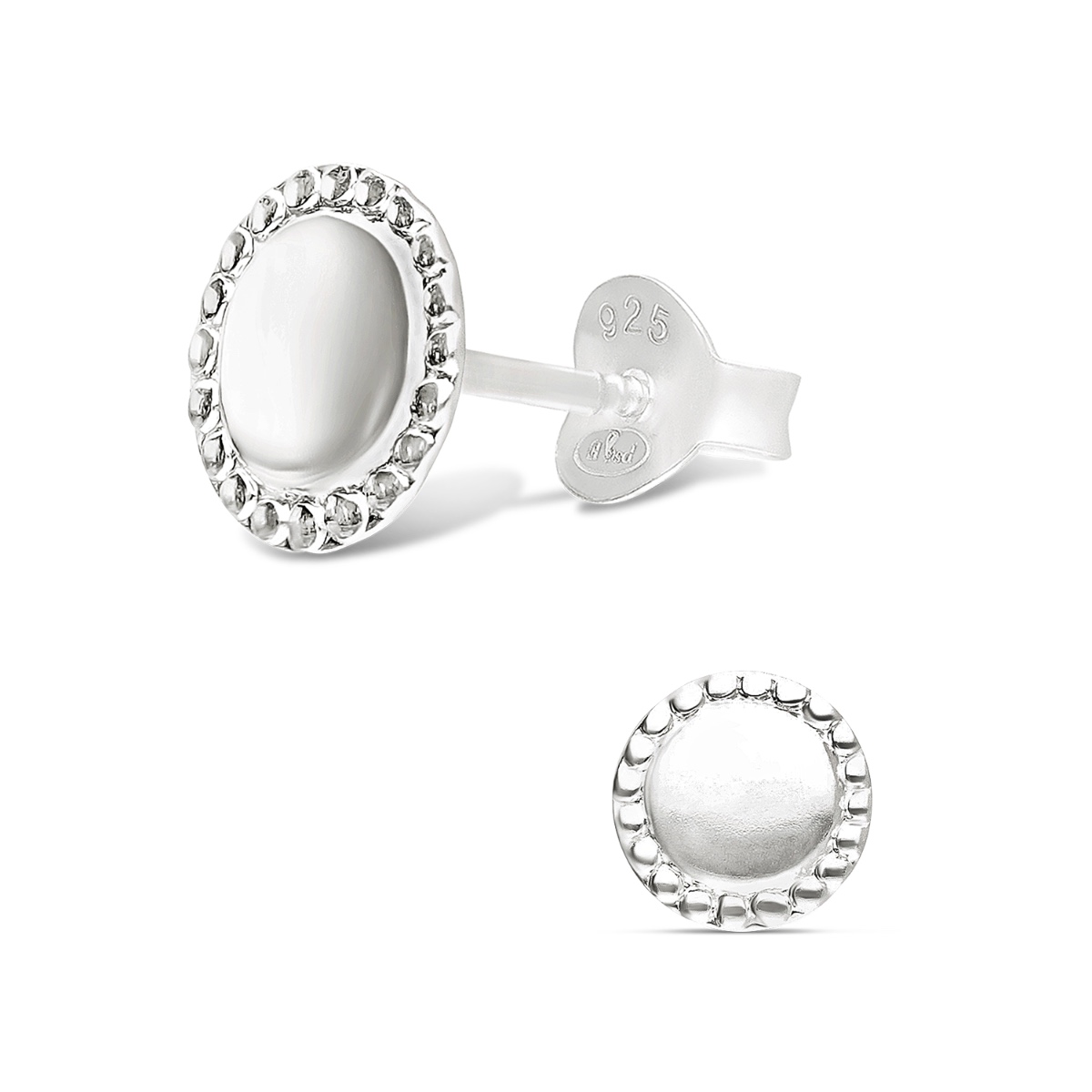 BOUCLES PASTILLE ENTOURÉE DE POINTS 6MM