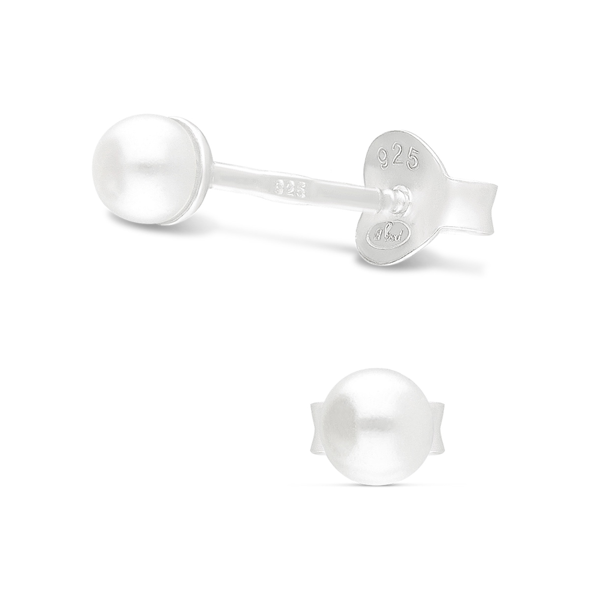 BOUCLES BOULE NACRE BLANCHE 3MM