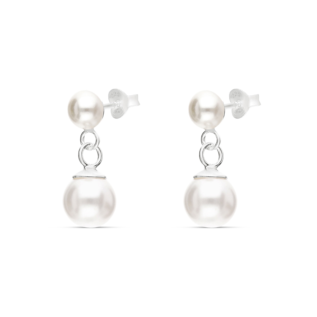 BOUCLES PENDANTES PERLES NACRÉES 7MM