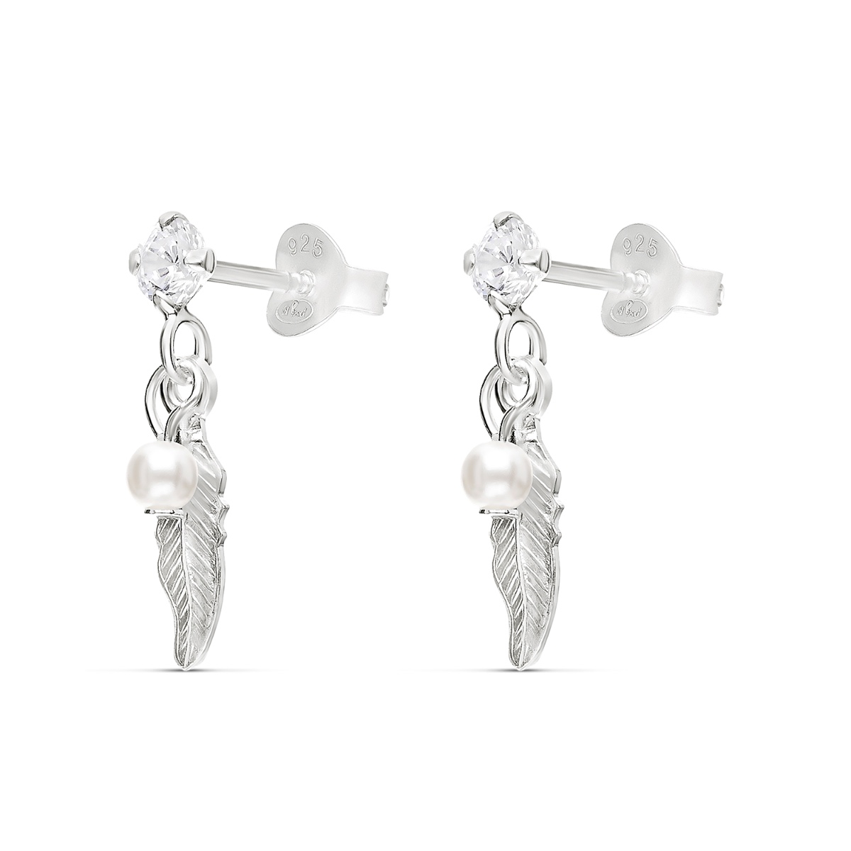 BOUCLES PLUME PERLE NACRE