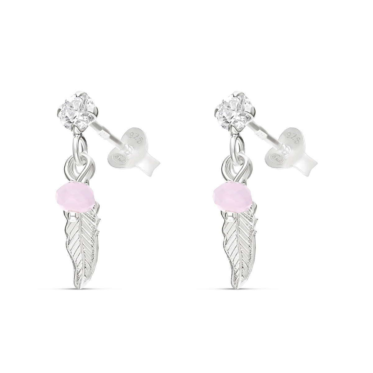 BOUCLES PLUME PERLE ROSE CLAIR