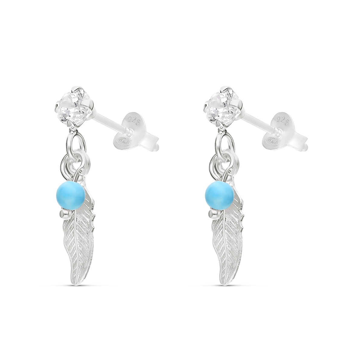BOUCLES PLUME PERLE TURQUOISE