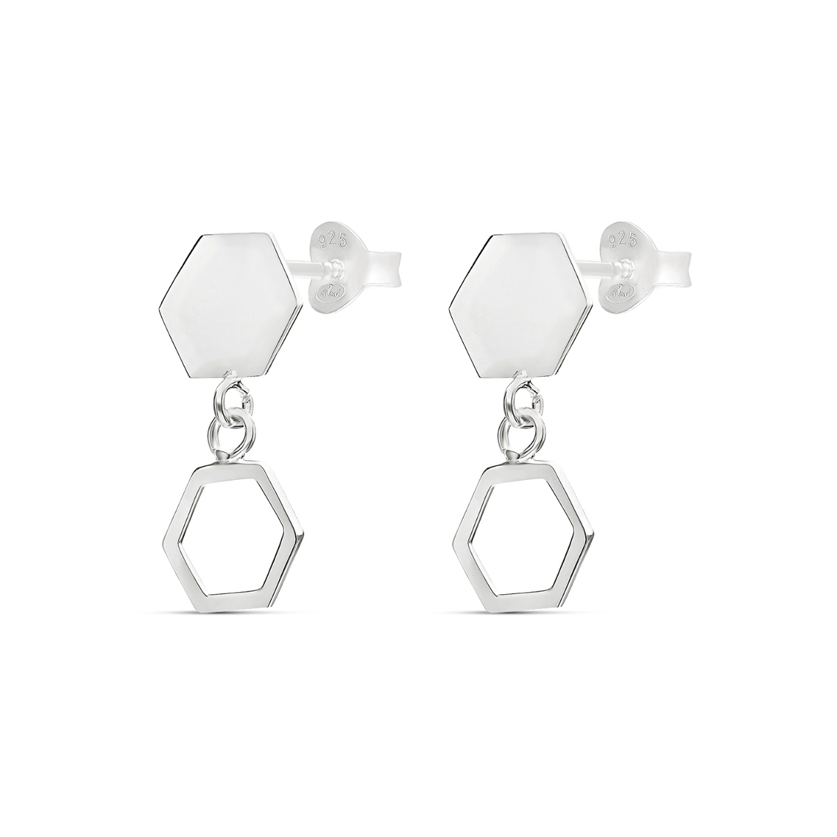 BOUCLES HEXAGONE ET PENDANT HEXAGONAL