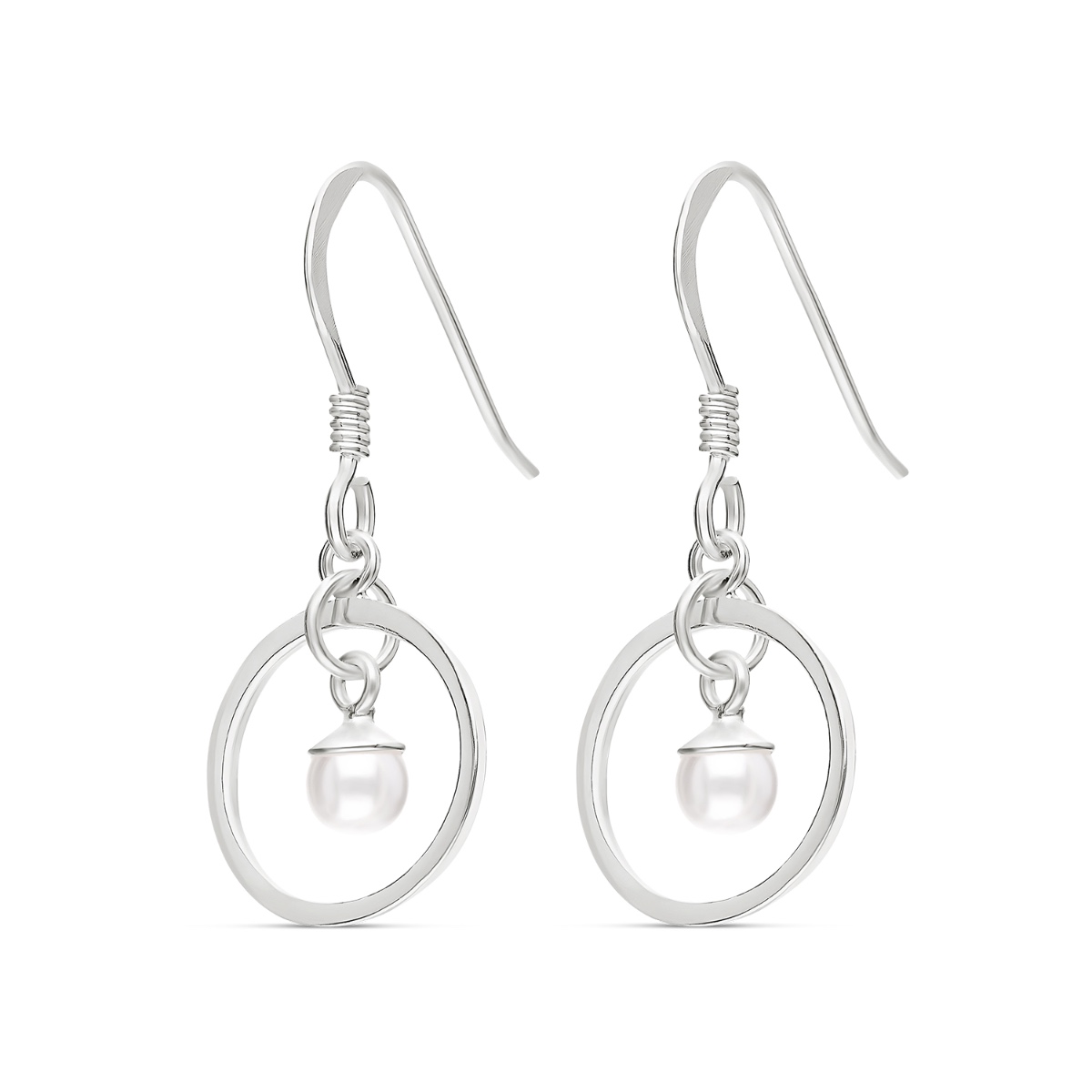 BOUCLES ANNEAU PERLE NACRE BLANCHE