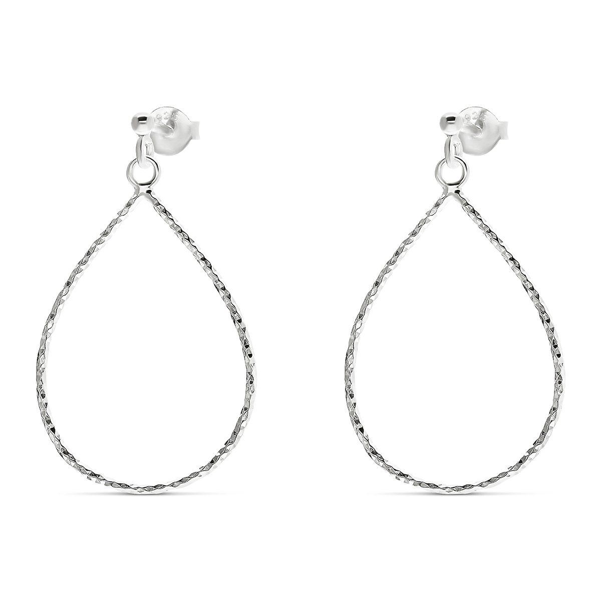 BOUCLES GOUTTE ARGENT CISELÉ