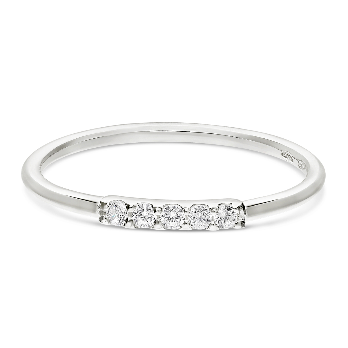 BAGUE ANNEAU Femme En Argent 925 LISSE 5 OXYDES De Zirconium