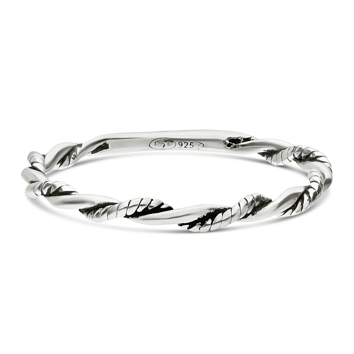 BAGUE TORSADÉE CISELÉE NOIRE PETITE BARRE LISSE