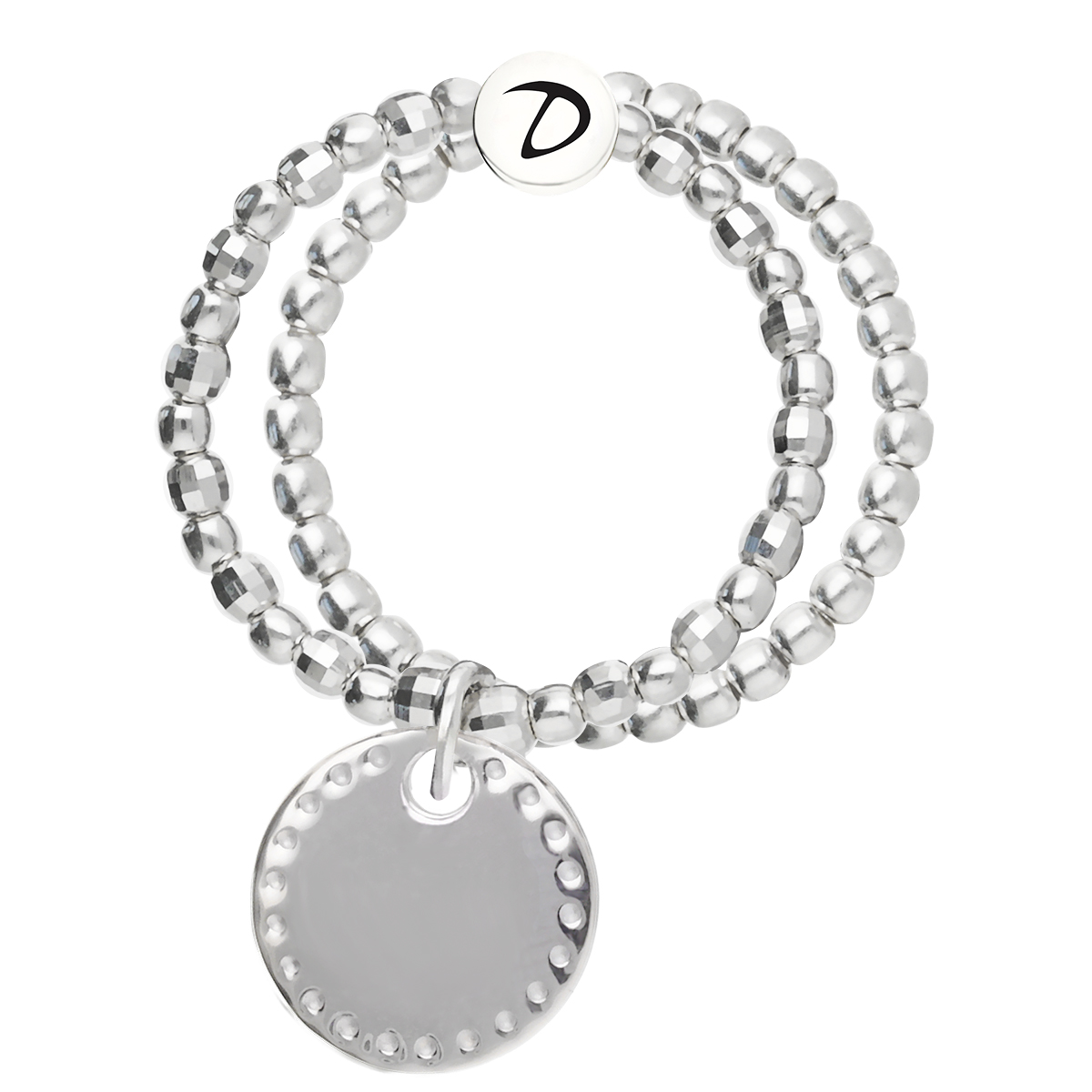 Bague Double Élastique Argent 925 Pastille Petits Points Gravable