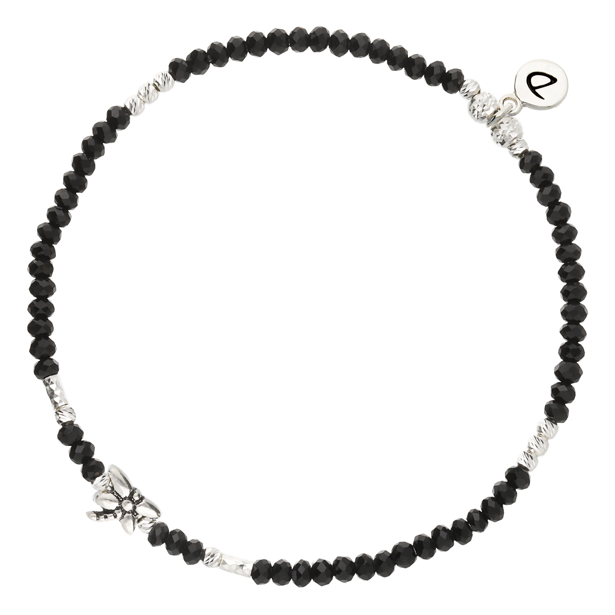 Bracelet Élastique En Argent 925 Noir Ma Libellule