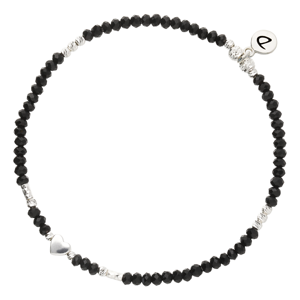 Bracelet Élastique En Argent 925 Noir Mon Petit Cœur