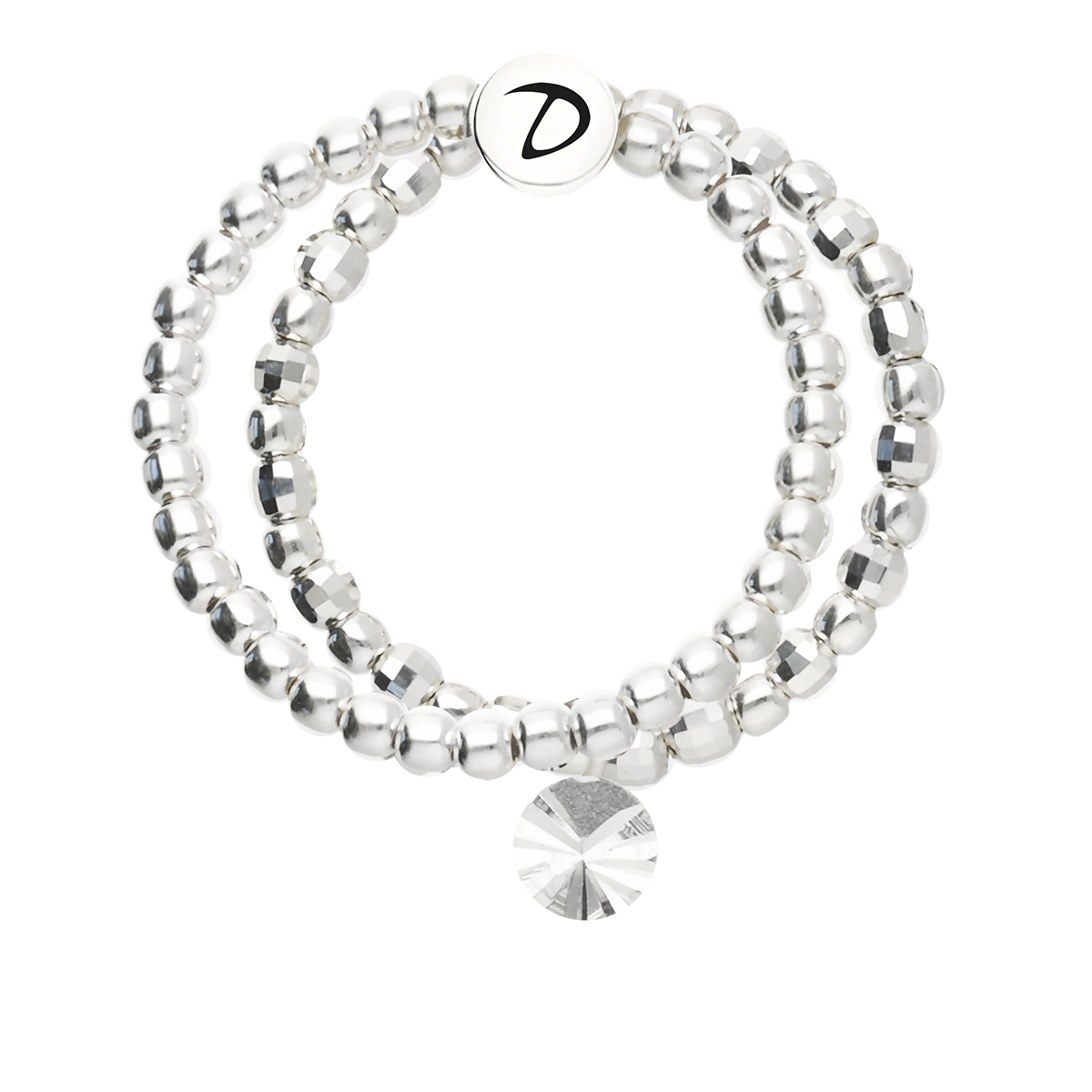 Bague Double Élastique Argent 925 Pastille Ciselée