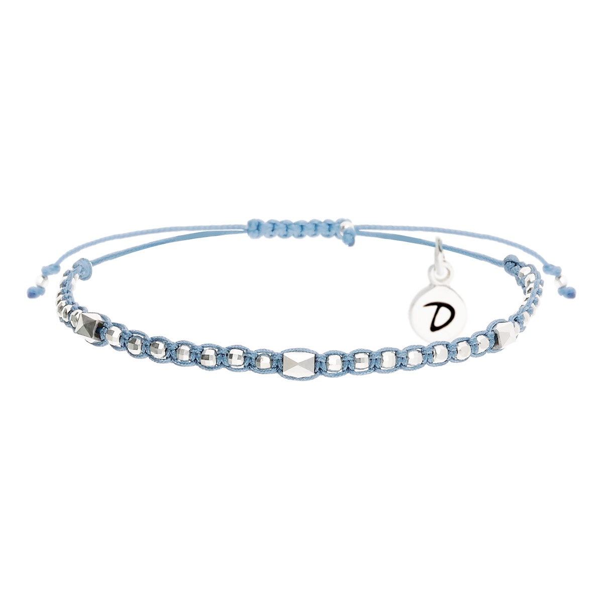Bracelet Macramé en Argent 925 Bleu Le Rockeur