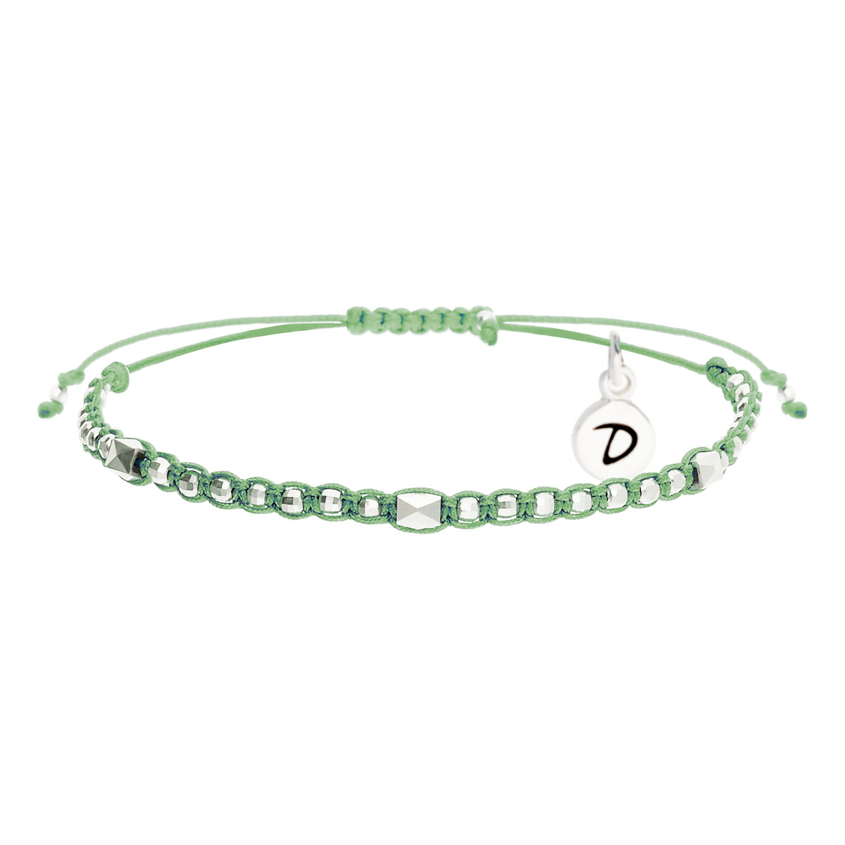 Bracelet Macramé en Argent 925 Vert Kaki Le Rockeur