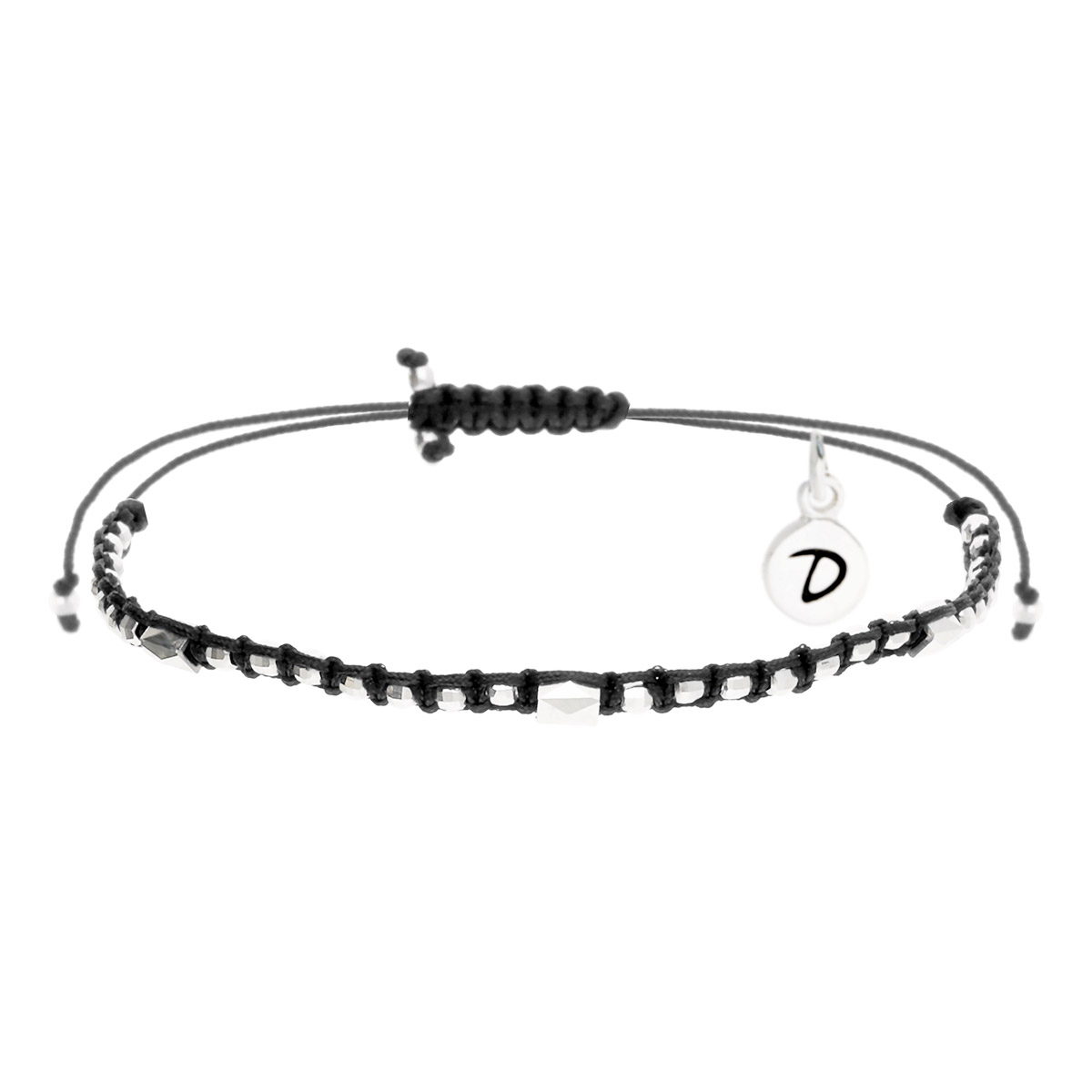 Bracelet Macramé en Argent 925 Noir Le Rockeur