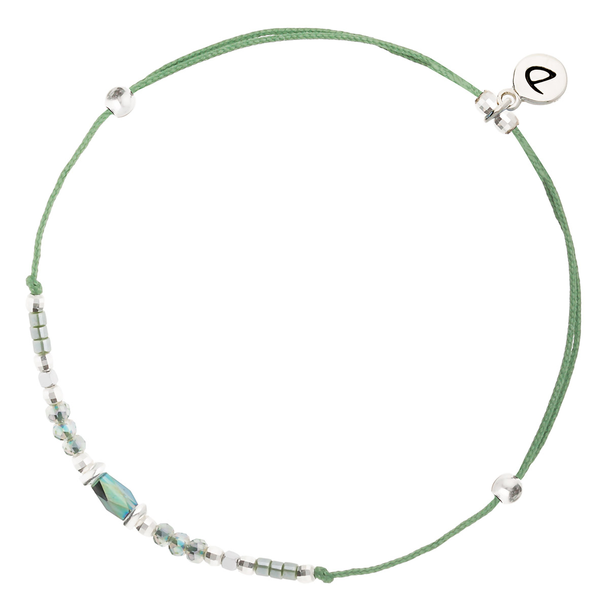 Bracelet Cordon en Argent 925 Vert Kaki Le Délicat