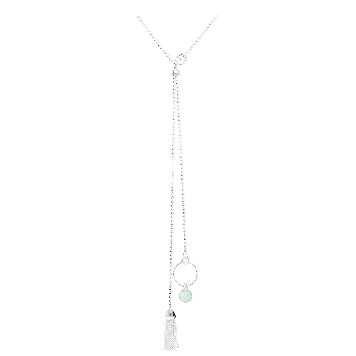 Collier Pure Aventurine Et Pompon En Argent 925