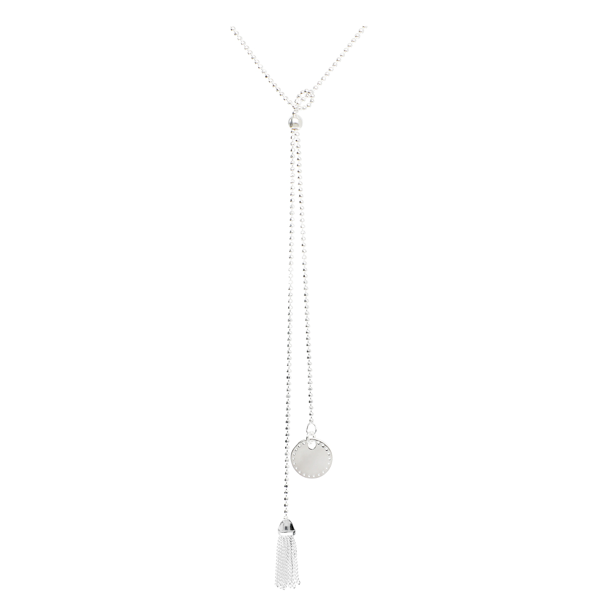 Collier Pure Pastille Et Pompon En Argent 925