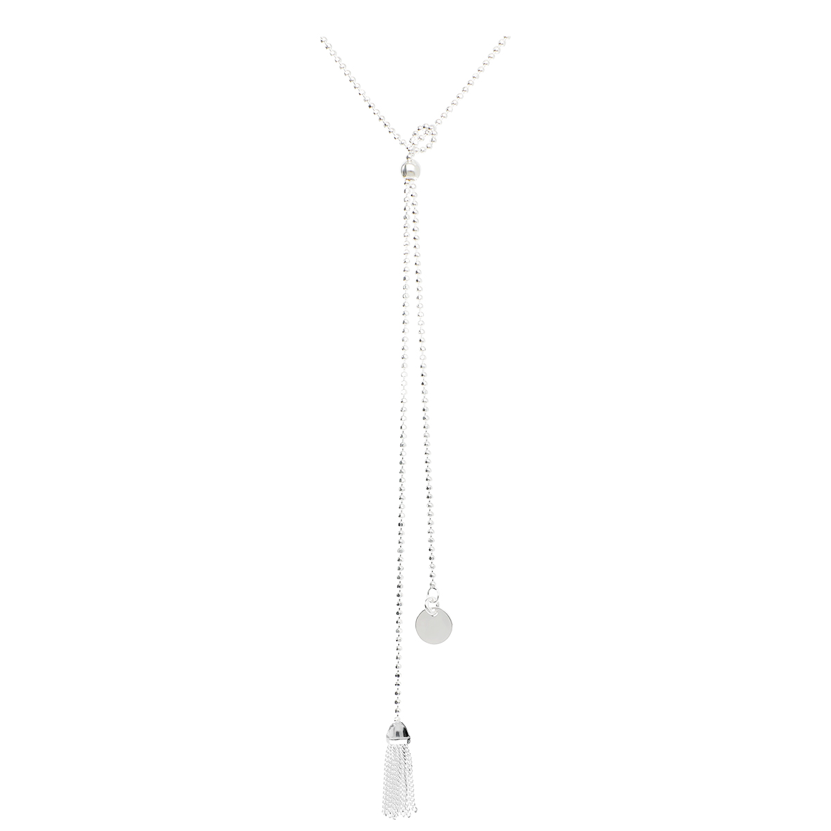 Collier Pure Pastille Et Pompon En Argent 925