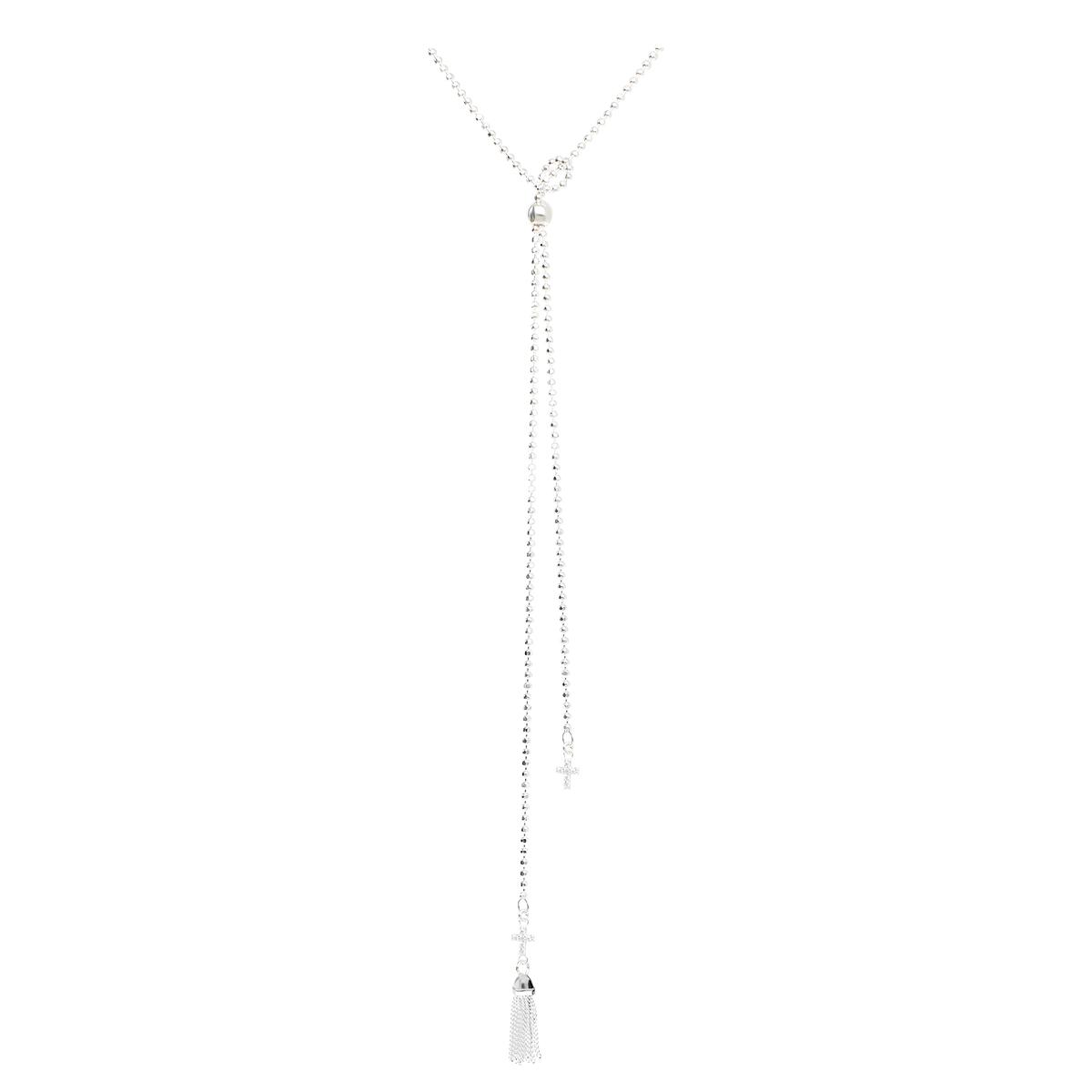 Collier Pure 2 Croix Oxydes De Zirconium Et Pompon En Argent 925