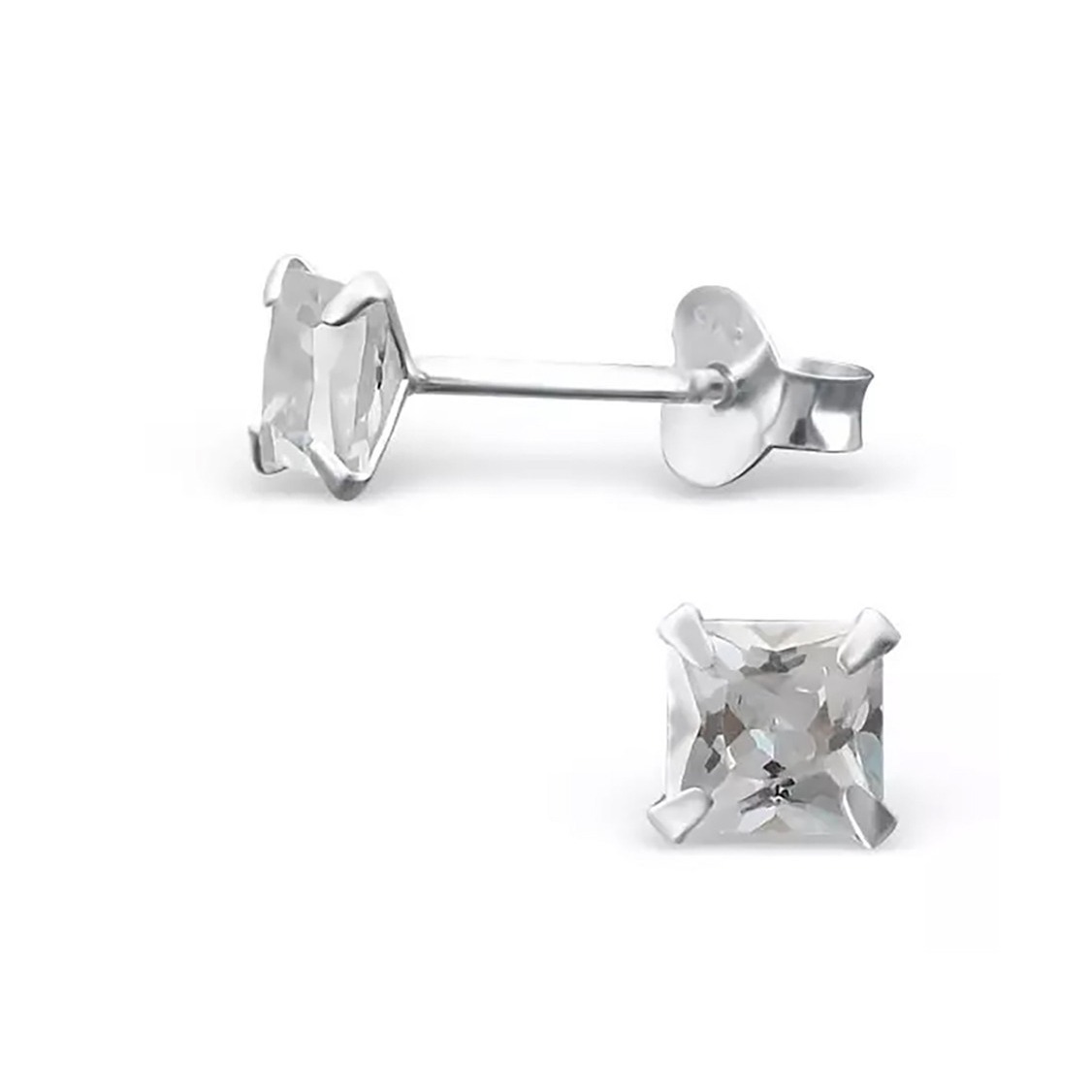 BOUCLES OXYDE ZIRCONIUM BLANC CARRE 4MM