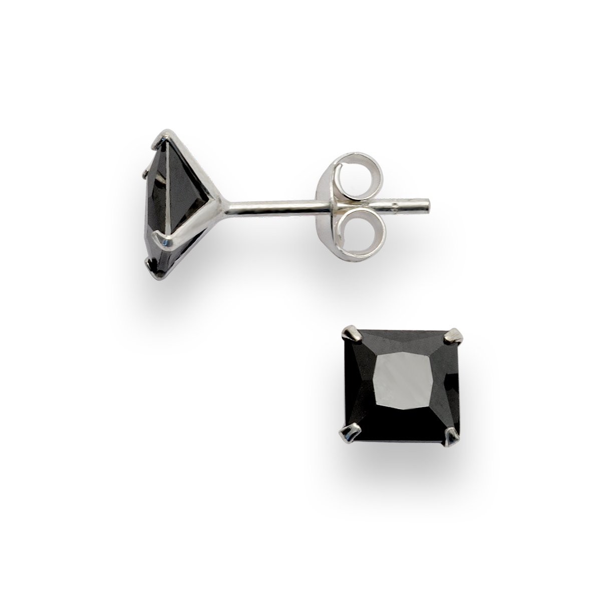 BOUCLES DIRECT OREILLES OXYDE ZIRCONIUM NOIR CARRE