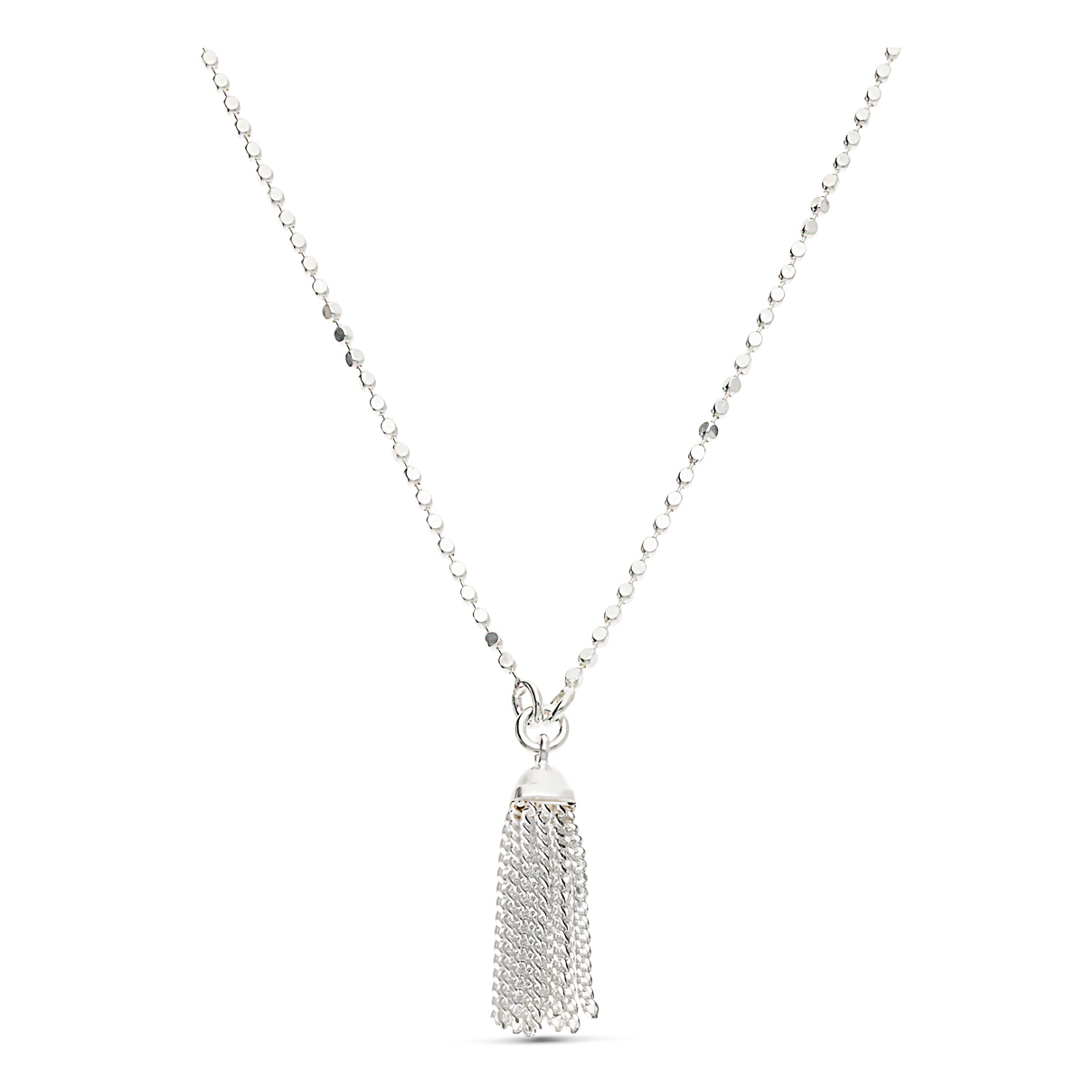 Collier Sautoir Pompon 60 cm En Argent 925