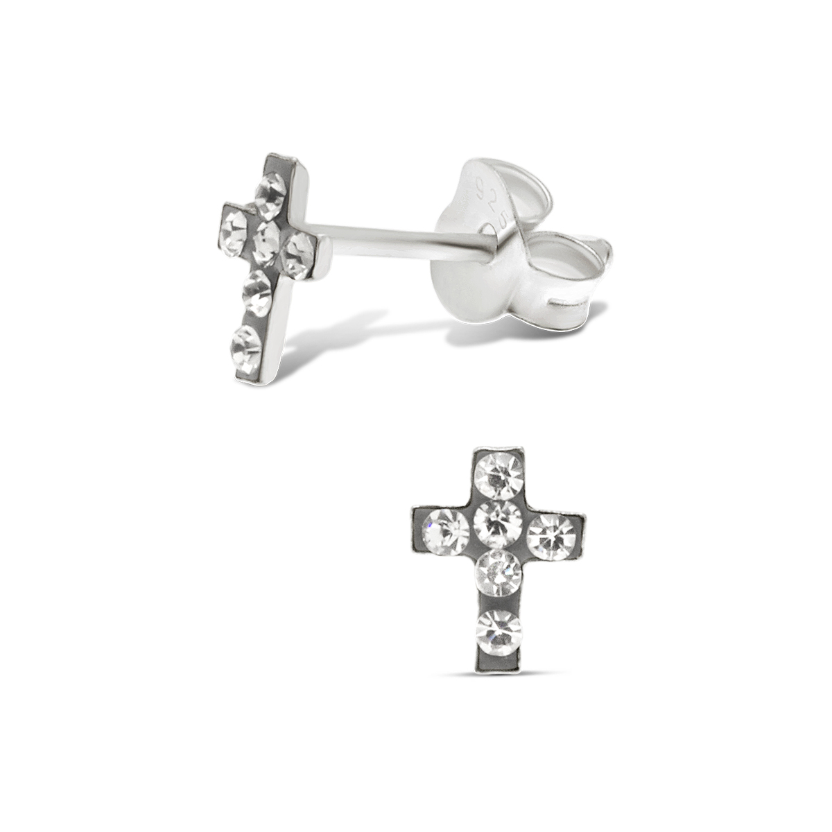 BOUCLE CROIX GRISE 6MM