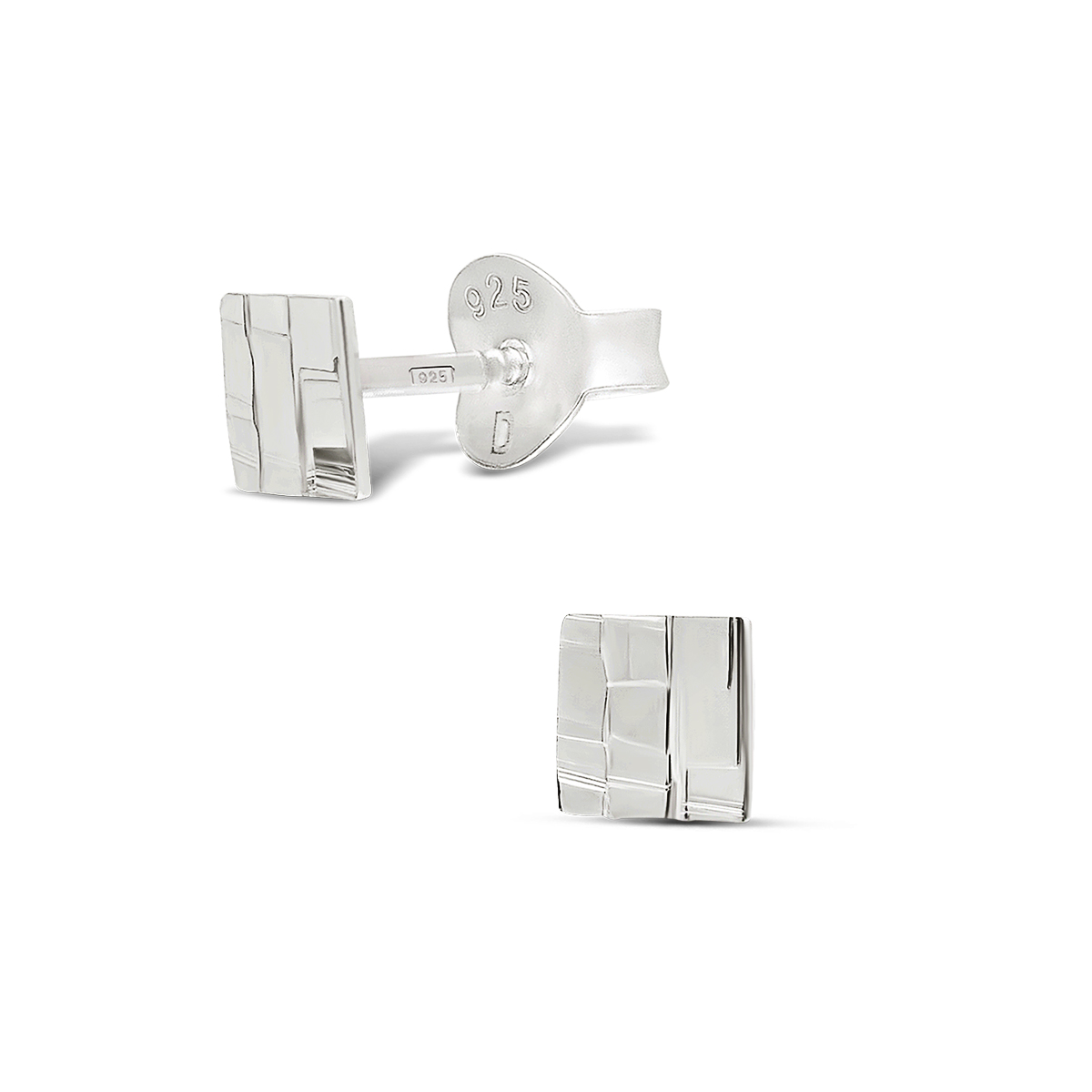 BOUCLES CARRE MARTELÉ 4MM