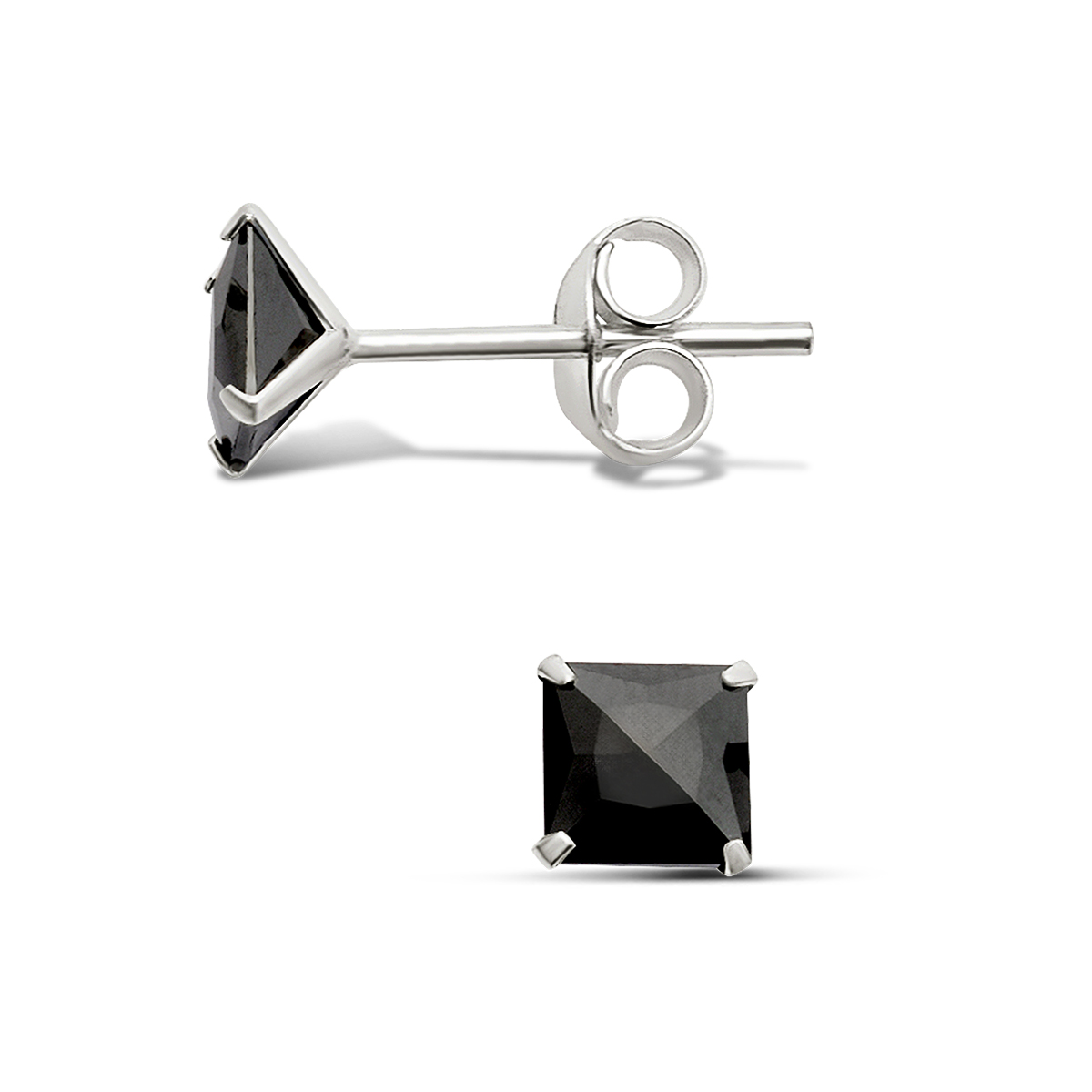 BOUCLES DIRECT OREILLES OXYDE ZIRCONIUM NOIR CARRE 3MM