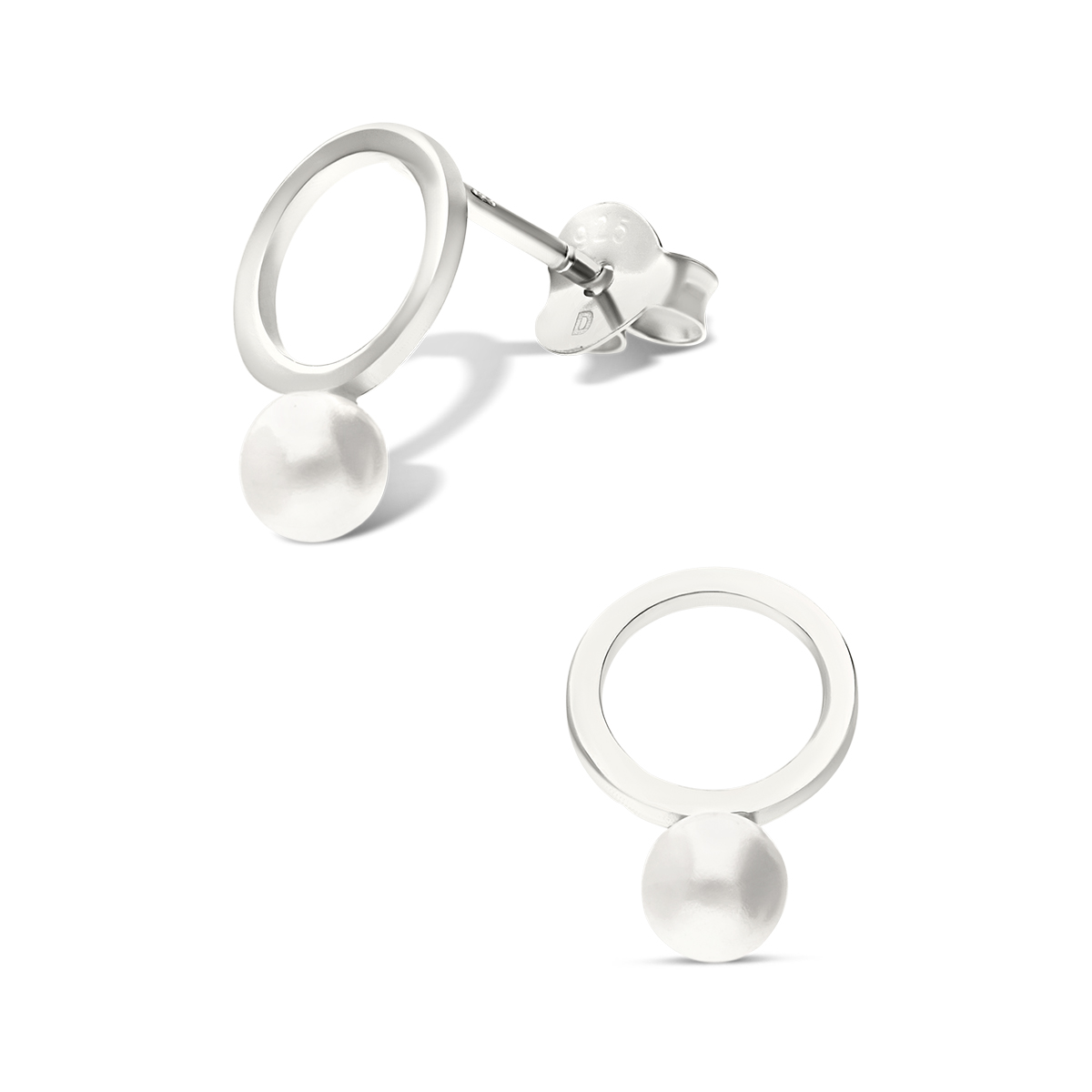 BOUCLES PERLE NACRE ET ANNEAU EVIDE 4MM