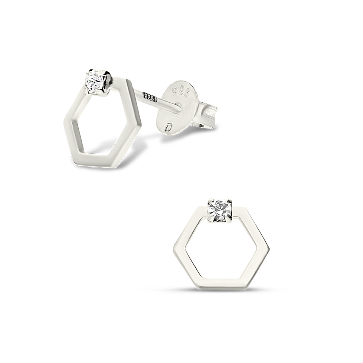 BOUCLES HEXAGONE ARGENT