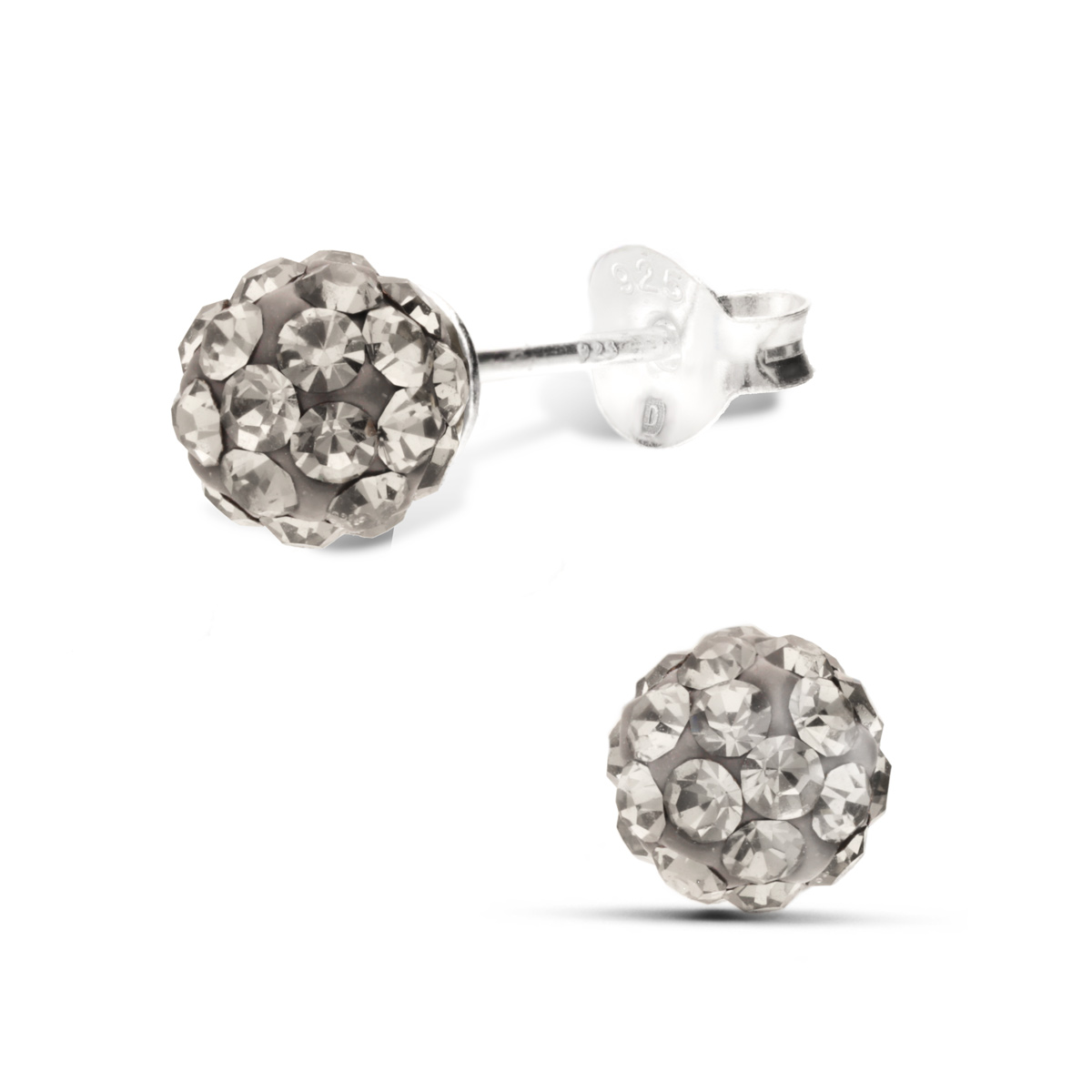 BOUCLE CRISTAL GRIS 6MM