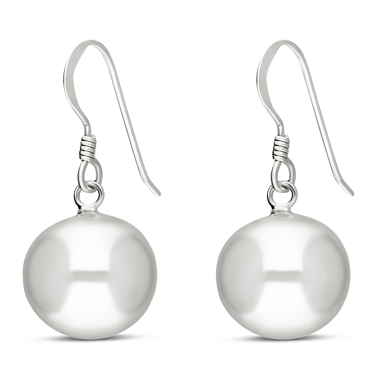 BOUCLES BOULE ARGENT 12MM
