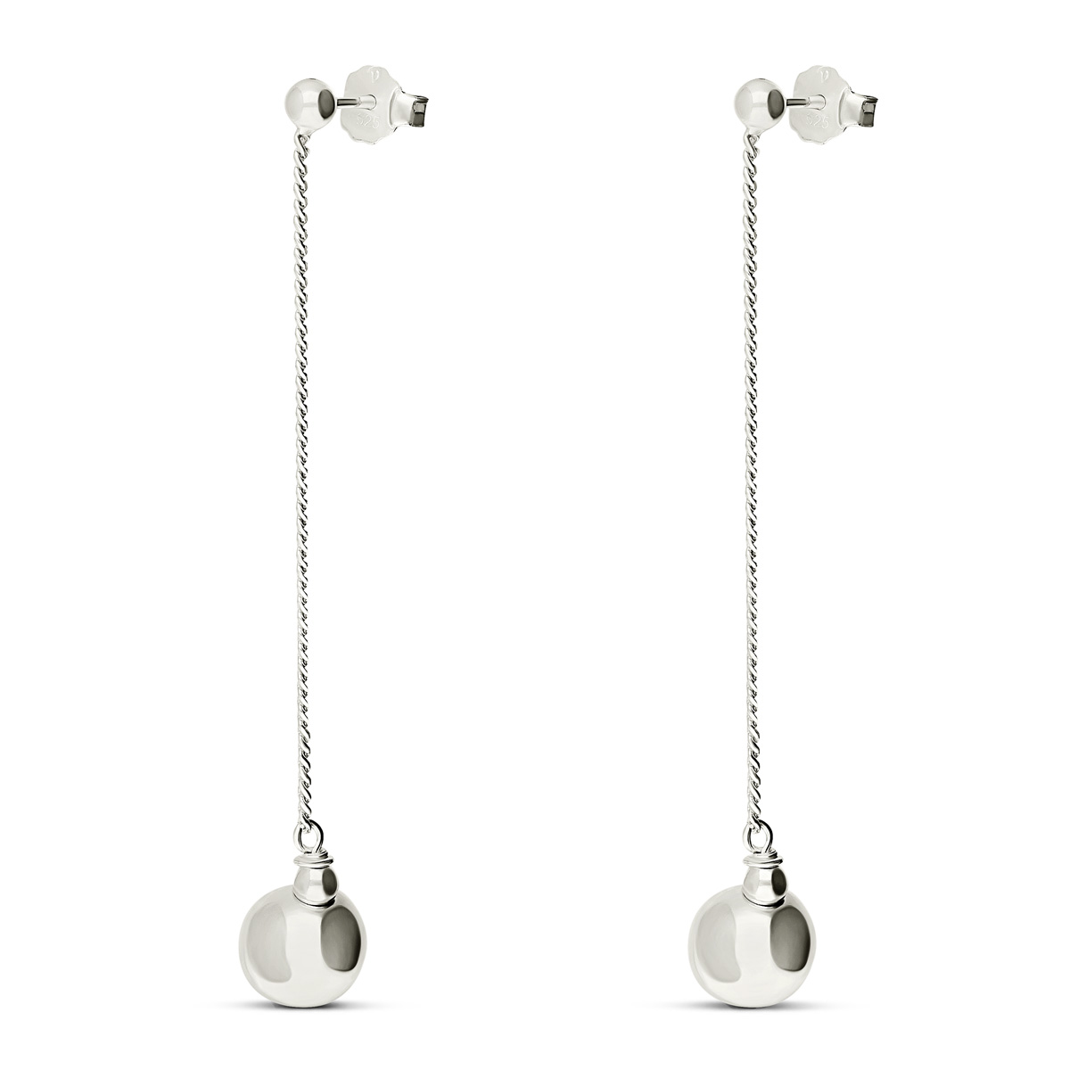 BOUCLES PENDANTES CHAINE FINE ET BOULE